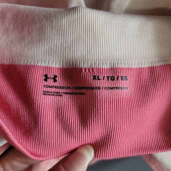 Under Armour Sports Bra Womens XL Pink Compression Activewear Medium Support - Picture 7 of 8